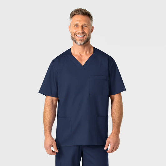 Wink Work Men's V-Neck Top with USU Faculty Logo