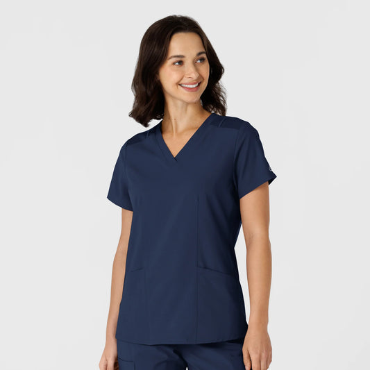 Wink W123 Women's V-Neck Top with USU Faculty Logo