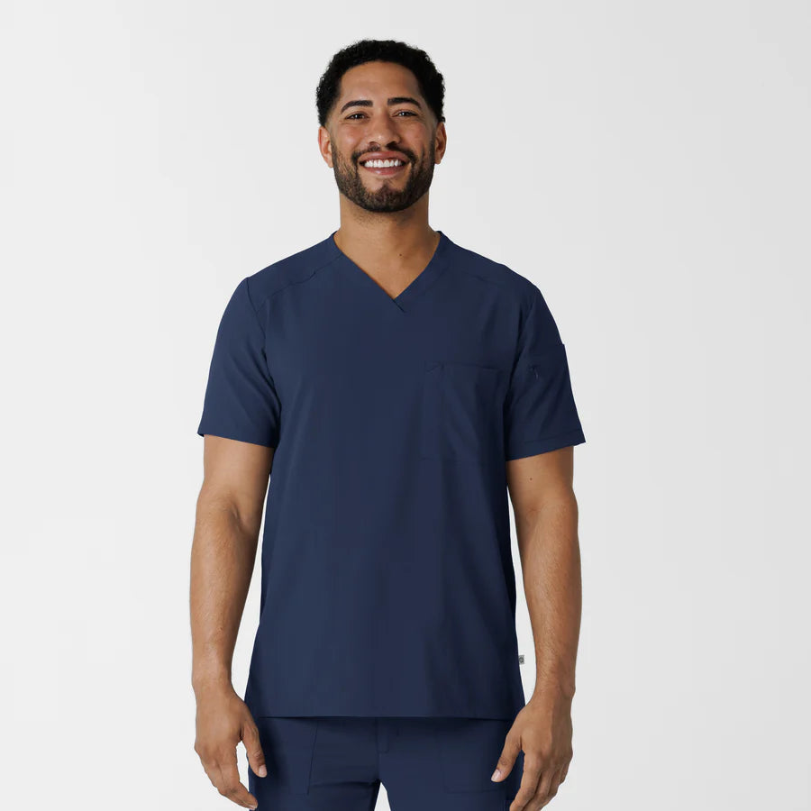 Renew Men's V-Neck Scrub Top with USU Faculty Logo