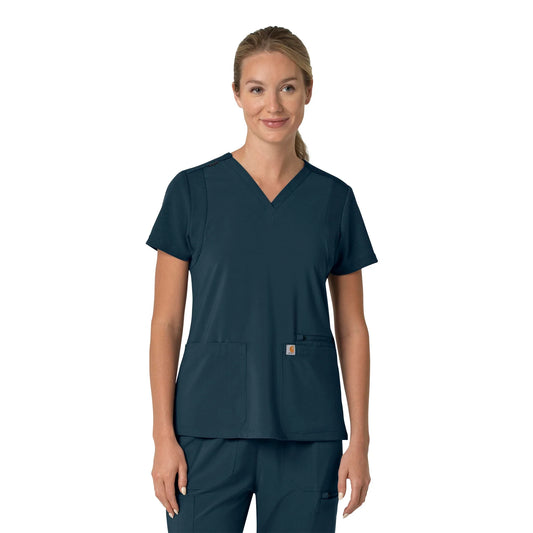 Carhartt Force Cross-Flex Women's V-Neck Top with USU Faculty Logo